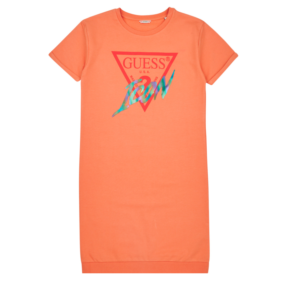 Guess Orange ROLLED UP SLEEVES TERRY DRESS ELaFrRaE