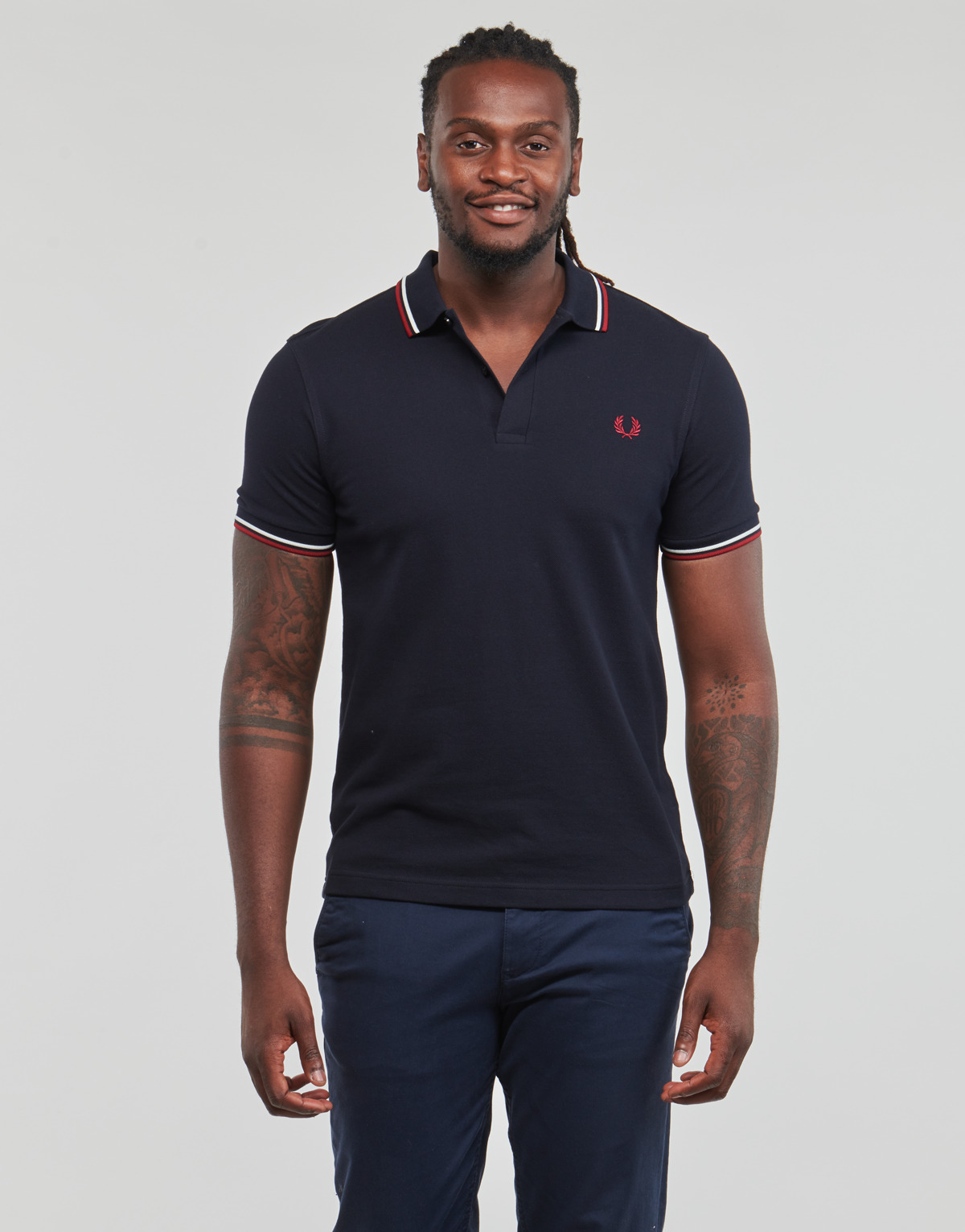 Fred Perry Marine / Blanc / Rouge TWIN TIPPED FRED PERRY SHIRT far6jyB2