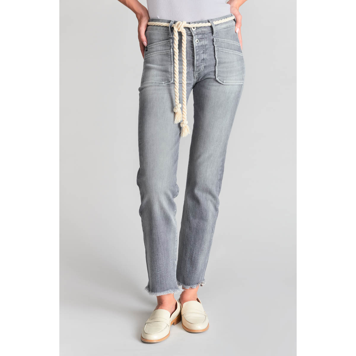 Le Temps des Cerises Gris Pricilia taille haute 7/8ème jeans gris KMgW6eOD
